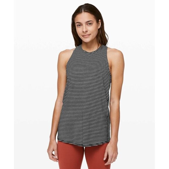 Lululemon All Tied Up Tank Modern Stripe Heathered Black White Womens Size 6 - Picture 2 of 7
